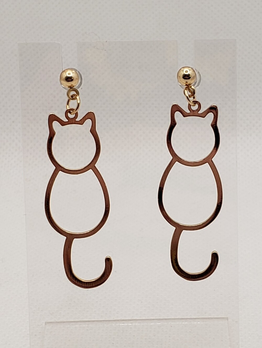 Gold Cat Outline Drop Earrings - Stylish Pet Lover Jewelry